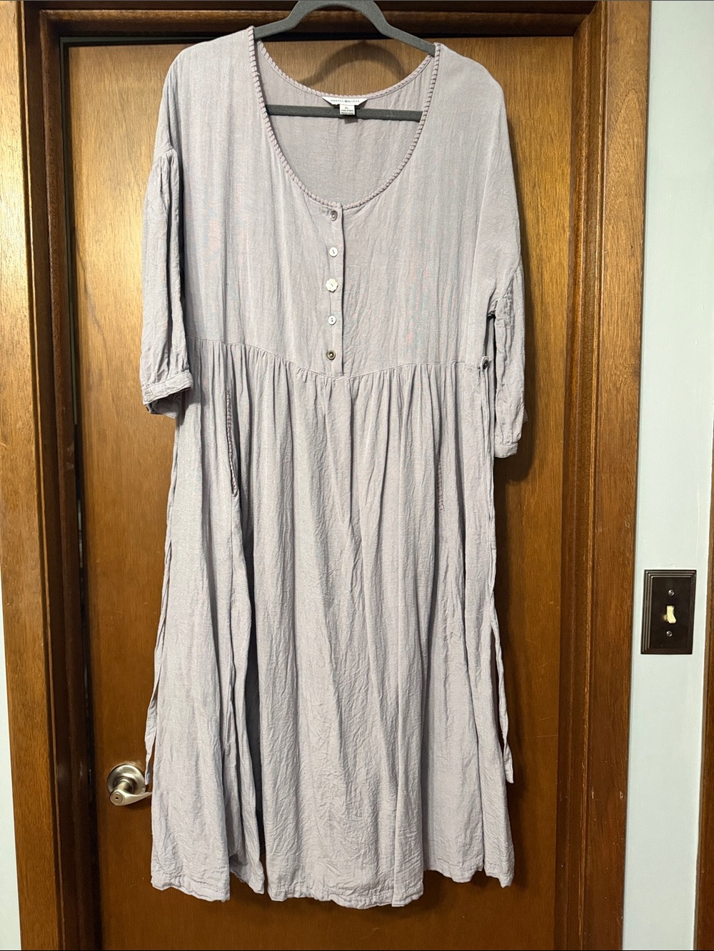 April Cornell Lavender Midi Dress with Button Front